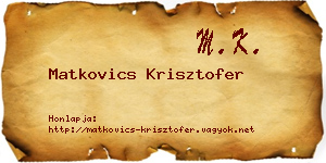 Matkovics Krisztofer névjegykártya